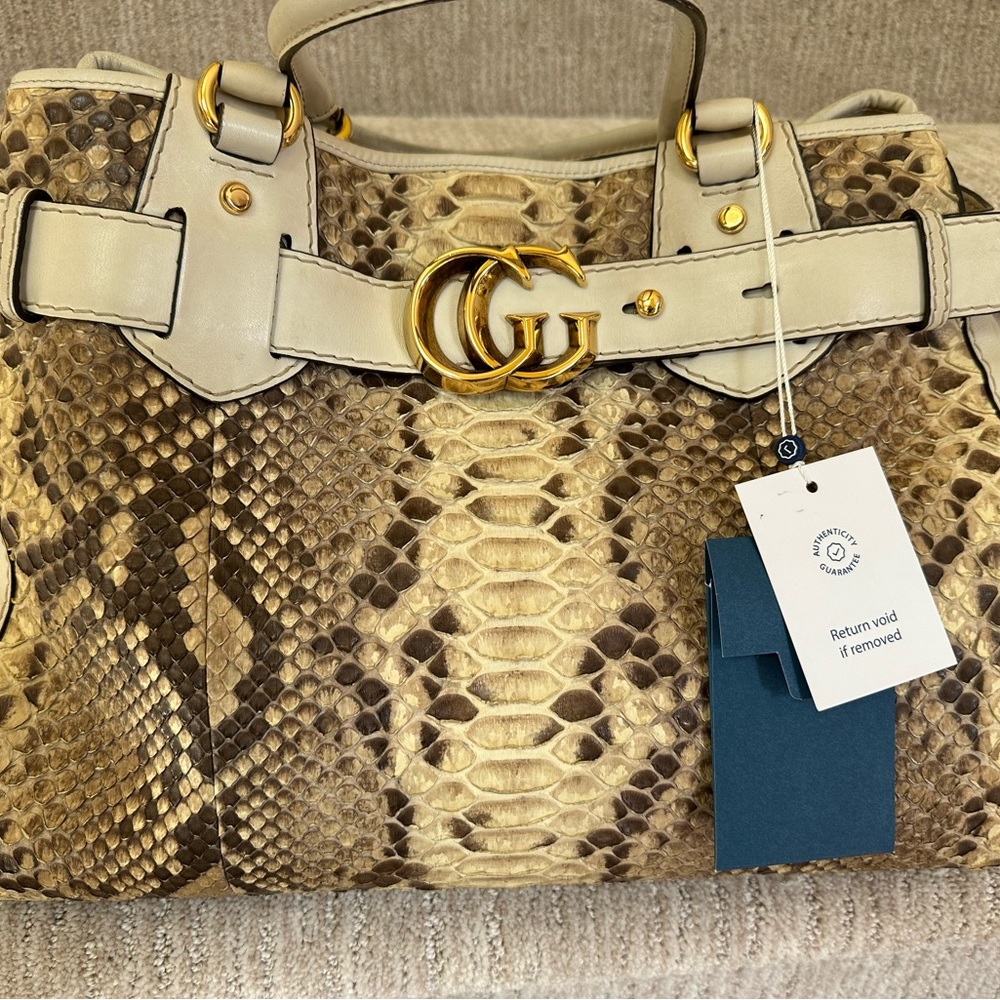 Gucci Python Snake Skin Tote Gg - image 1